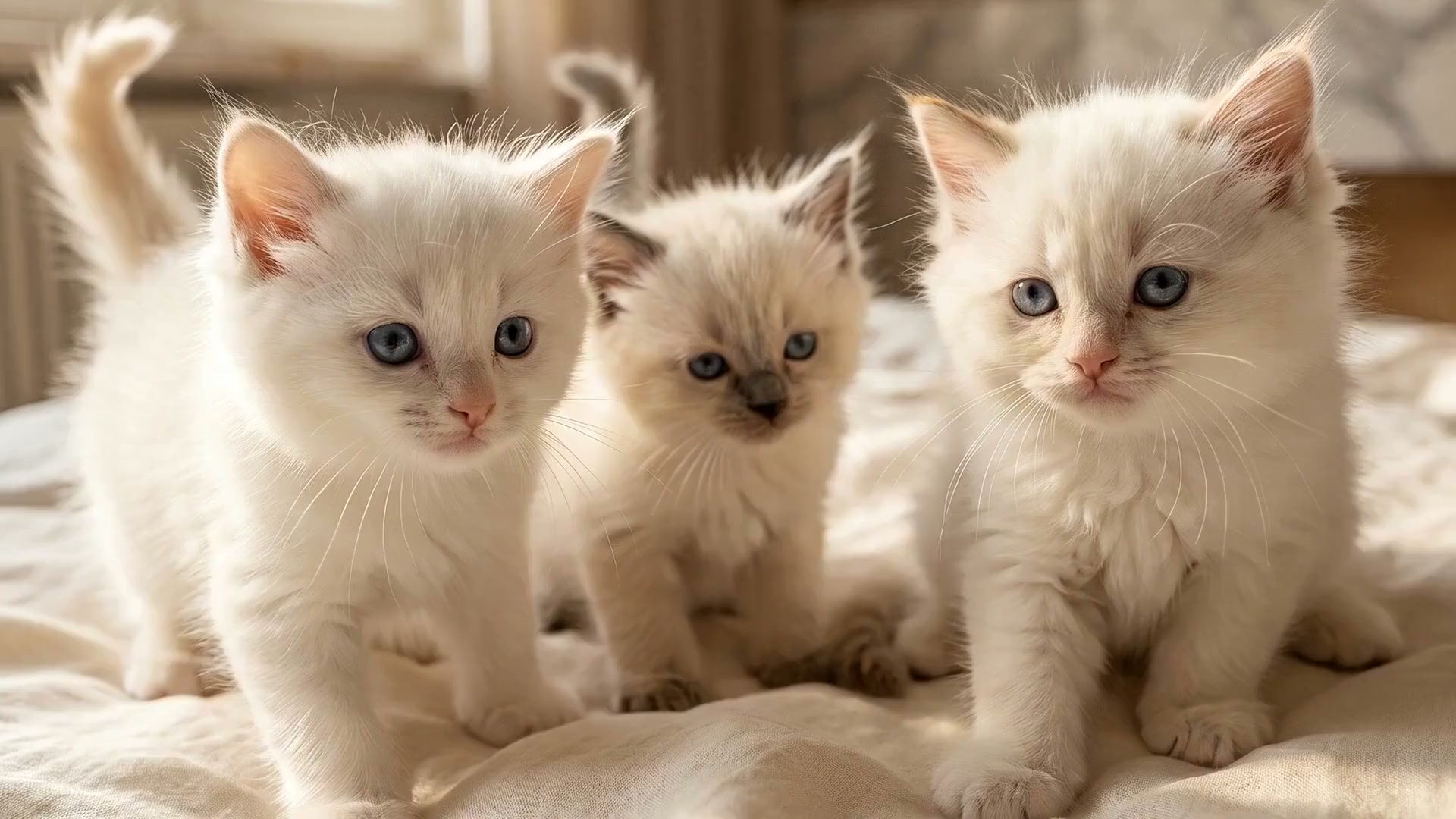 Ragdoll kittens lounging in a sunlit home at MoonLight Ragdolls, Queens NY